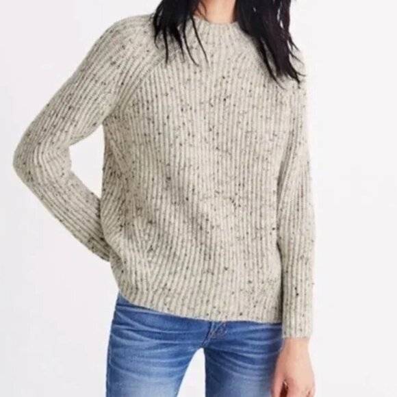 Madewell Donegal Northfield Mockneck Sweater Wool Blend White Minimalist Size S - Picture 1 of 11